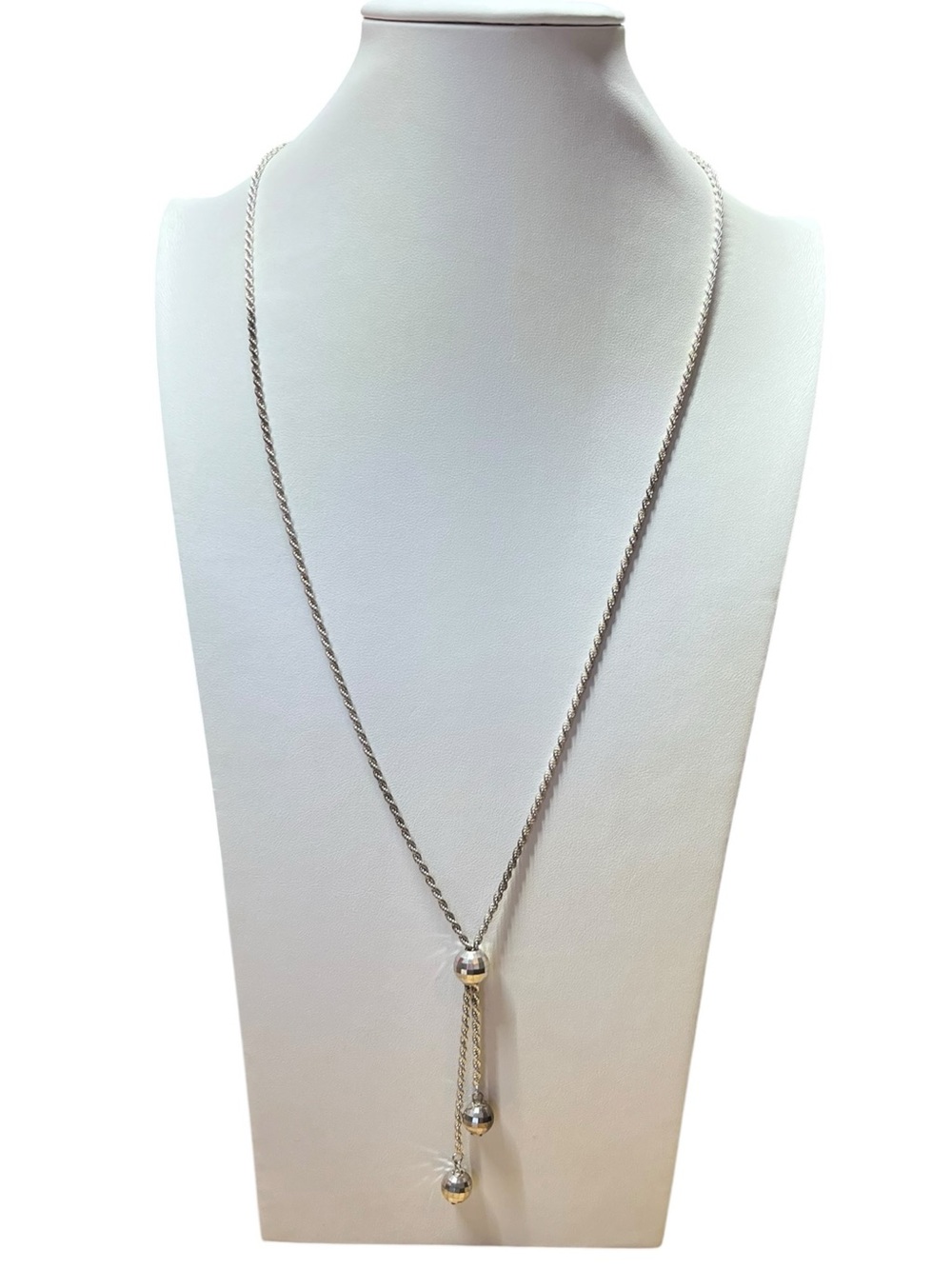 Vintage Mirror Disco Ball Sterling Silver Rope Chain Necklace